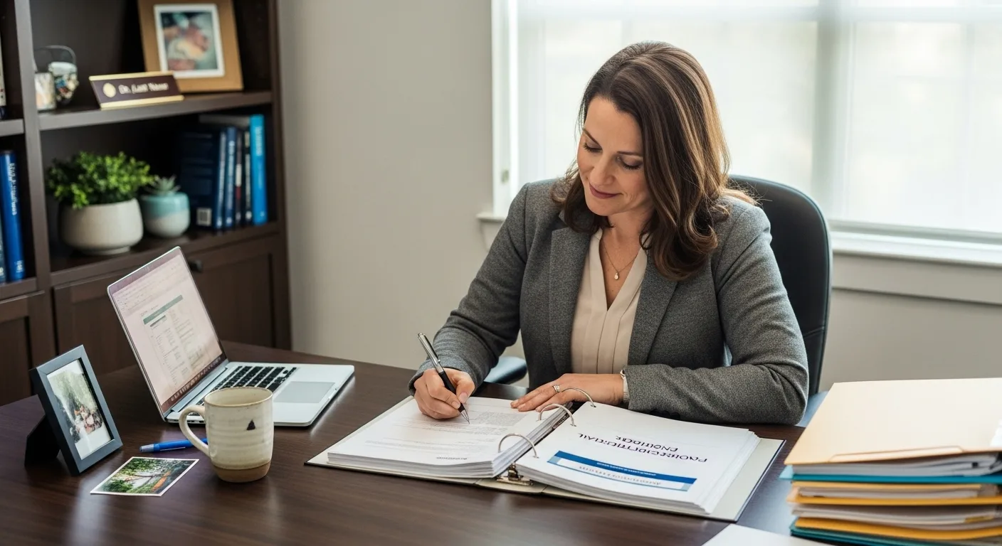 Modelo de Laudo Psicológico em mesa de escritório